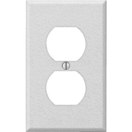 Amerelle PRO 1-Gang Stamped Steel Outlet Wall Plate, White Wrinkle C982DW